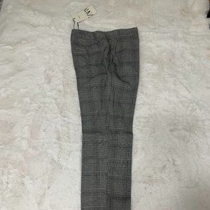 ZARA Grey Plaid Fitted Chic Leg Trousers Size 34 ( NEW With Tags )